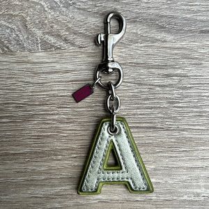Authentic COACH Leather Letter A Charm Keyfob